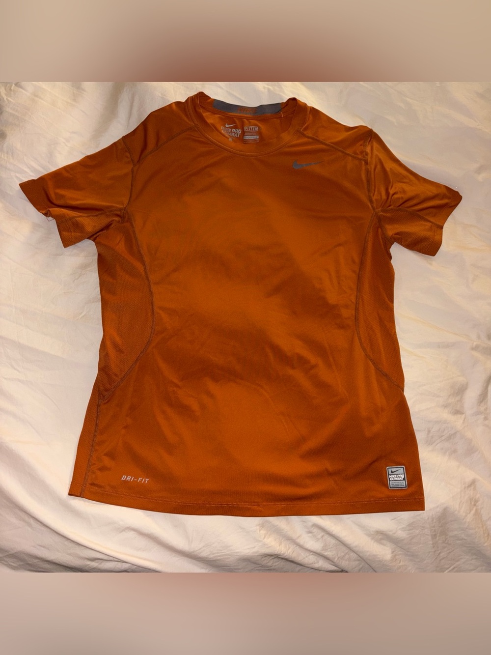 Nike Pro Combat Dri-Fit Orange Fitted Shirt Men’s size L